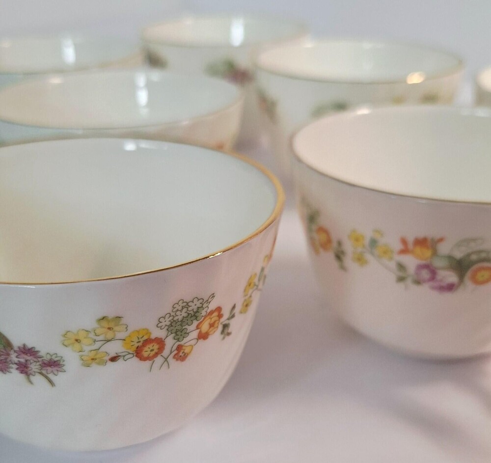 Royal Kent Vintage Bone China Teacups Floral Pattern and Gold EUC - Set Of 8